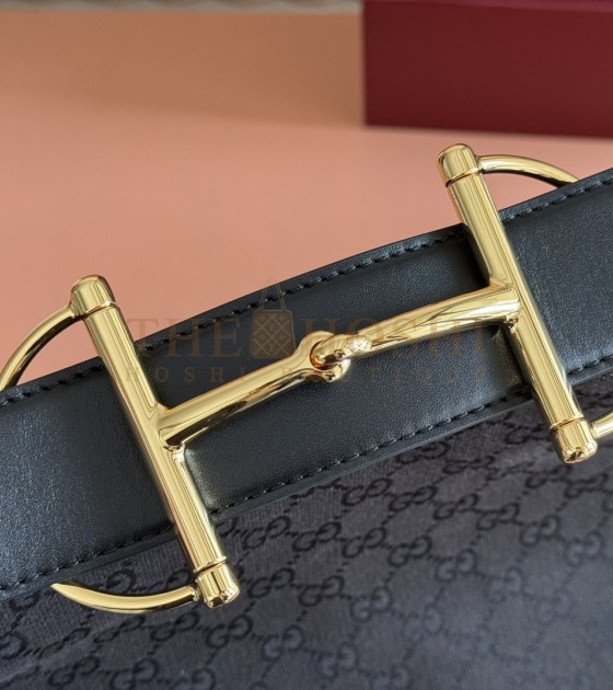 Gvc*1 Beatrix Black Calfskin Shoulder Bag with Horsebit Detail Model 850546 Italy Size  40x36x12cm Master Quality