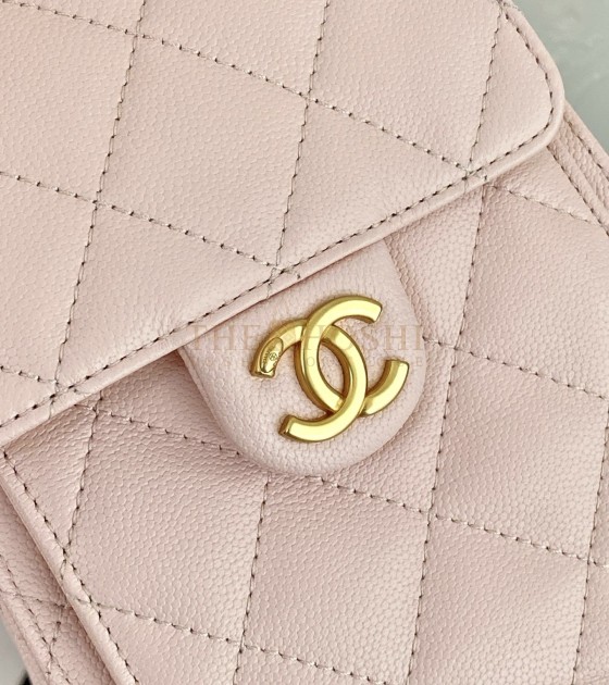 Ch**el 25C Hobo AS5631 Hobo Drawstring Bag Pink Leather with Gold Chain 22*12.5*20CM Master Quality