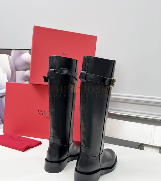 Va1e*ntin0 Rockstud Ankle Boots Black Leather Studded Heel 35-40