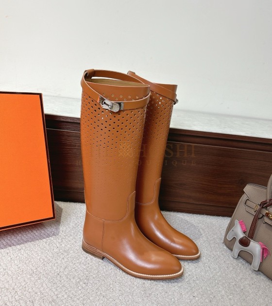 H**me5 Jumping Riding Boots Swift Calfskin Brown Women