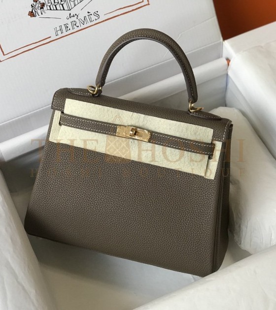 H**me5 Kelly 28 Togo Leather Graphite Grey Gold Hardware 28cm Handmade Master Quality