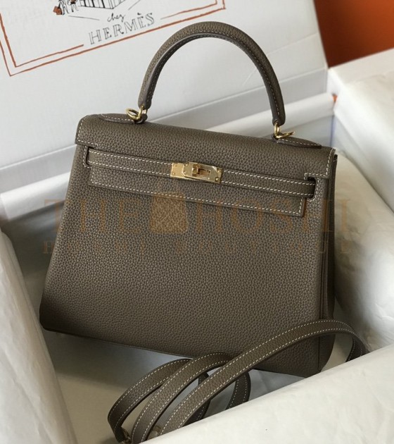 H**me5 Kelly 28 Togo Leather Graphite Grey Gold Hardware 28cm Handmade Master Quality
