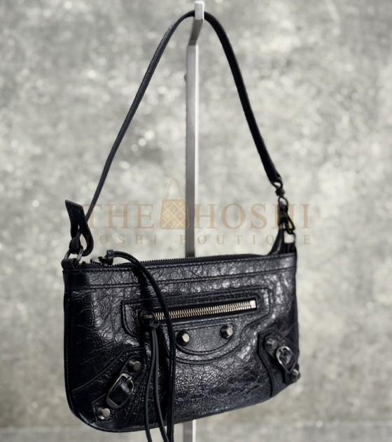 Ba1en*iaga Le City Mini Bag Black Leather Silver Hardware 25x14x4cm Master Quality