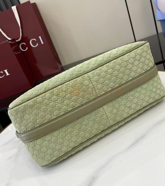 Gvc*1 Half Horsebit Shoulder Bag Brown GG Embossed Suede Brown 31.5×17×12cm