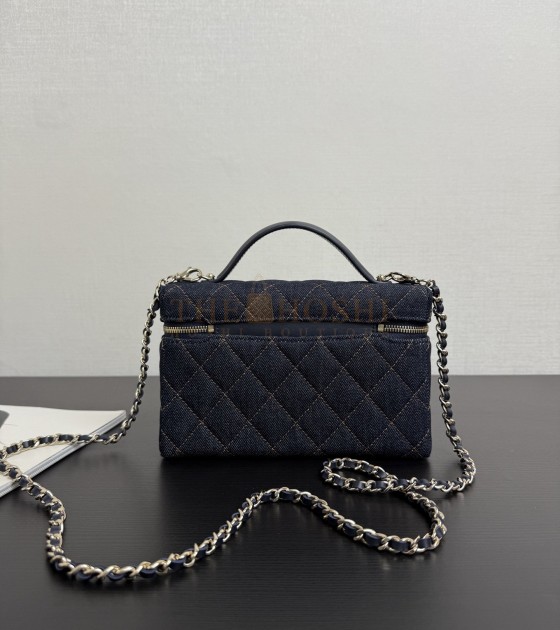 Ch**el 25C Denim Vanity Case Bag with Chain 17x19.5x5cm Master Quality