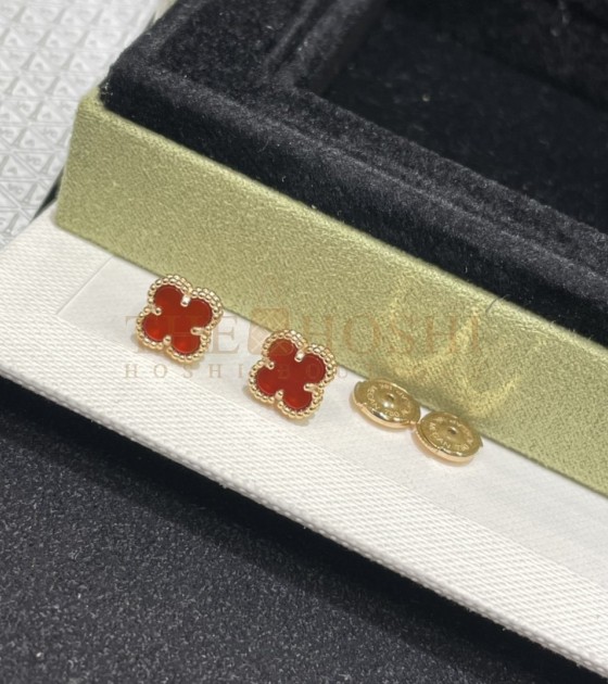 V*n Cl**f & Arpels Alhambra Vintage Earrings Mini 18K Yellow Gold/White Mother-of-Pearl Master Quality