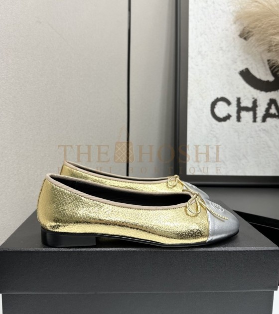 Ch**el Slingback Heels Flats Black/Beige Lambskin 35-42 Master Quality