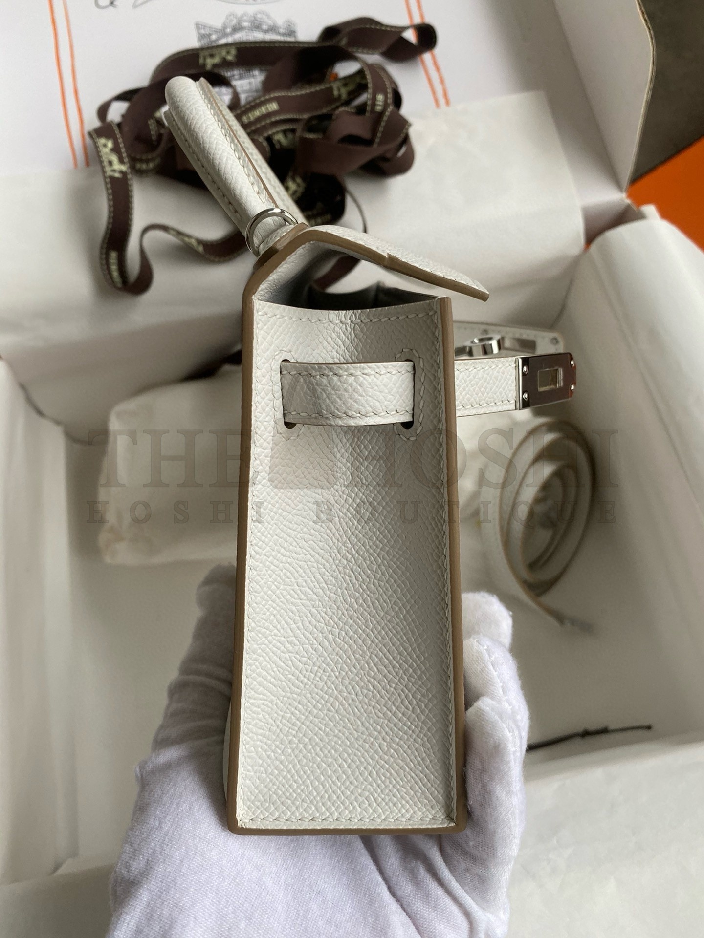 H**me5 Kelly Mini II Sellier Handmade Bag In Gris Pale Epsom Calfskin Master Quality