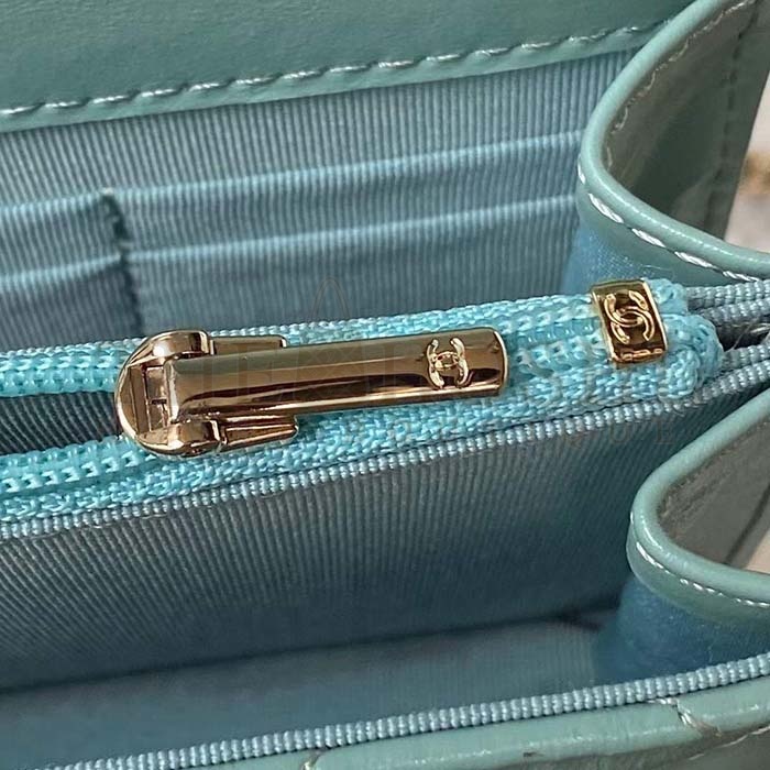 Ch**el Women CC Small Flap Bag Top Handle Pearly Lambskin Light Green Master Quality