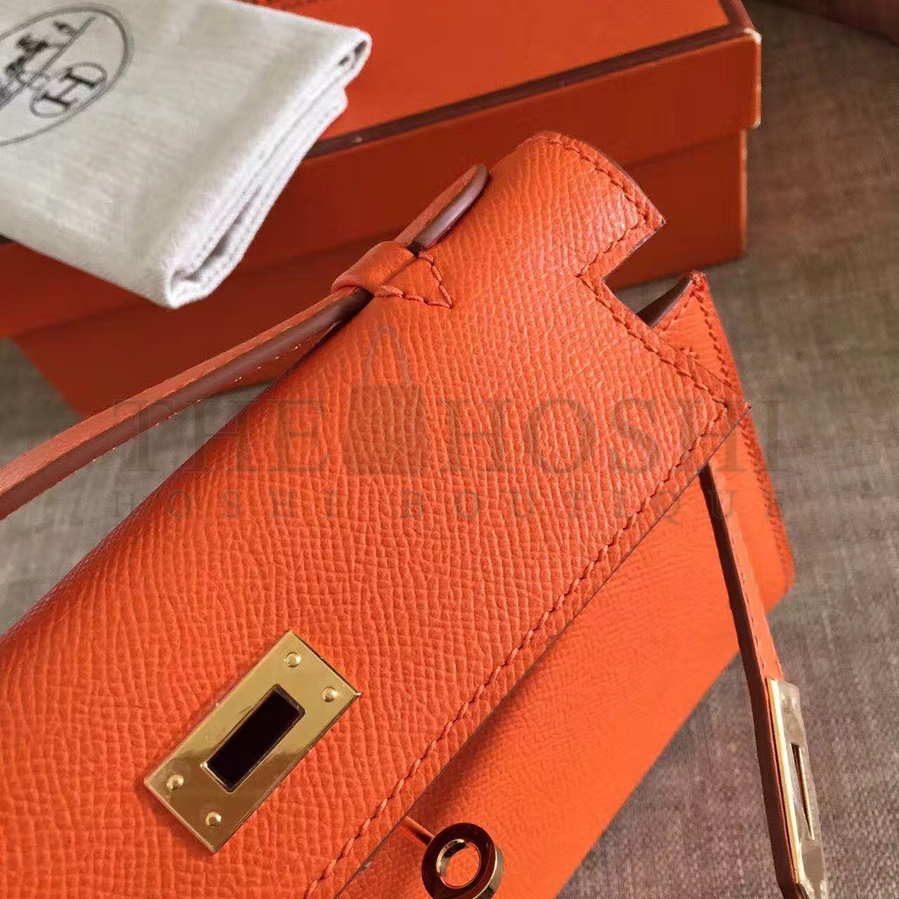 H**me5 Orange Kelly Pochette Epsom Handmade Bag Master Quality