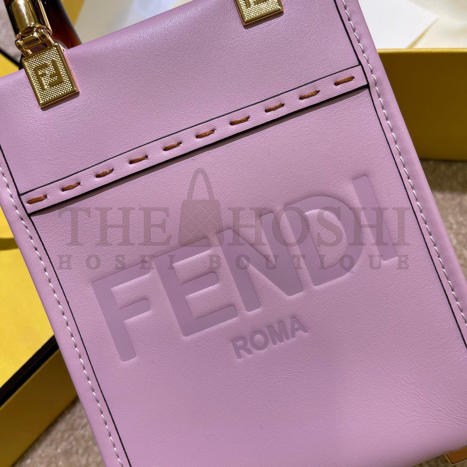 F**di Mini Sunshine Shopper Bag In Lilas Leather Master Quality