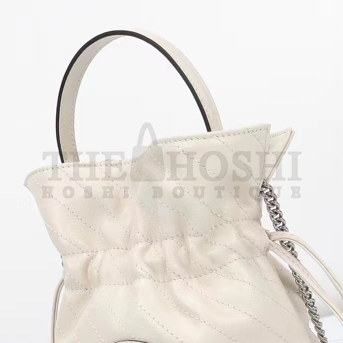 Gvc*1 Women GG Blondie Mini Bucket Bag White Leather Round Interlocking G Master Quality