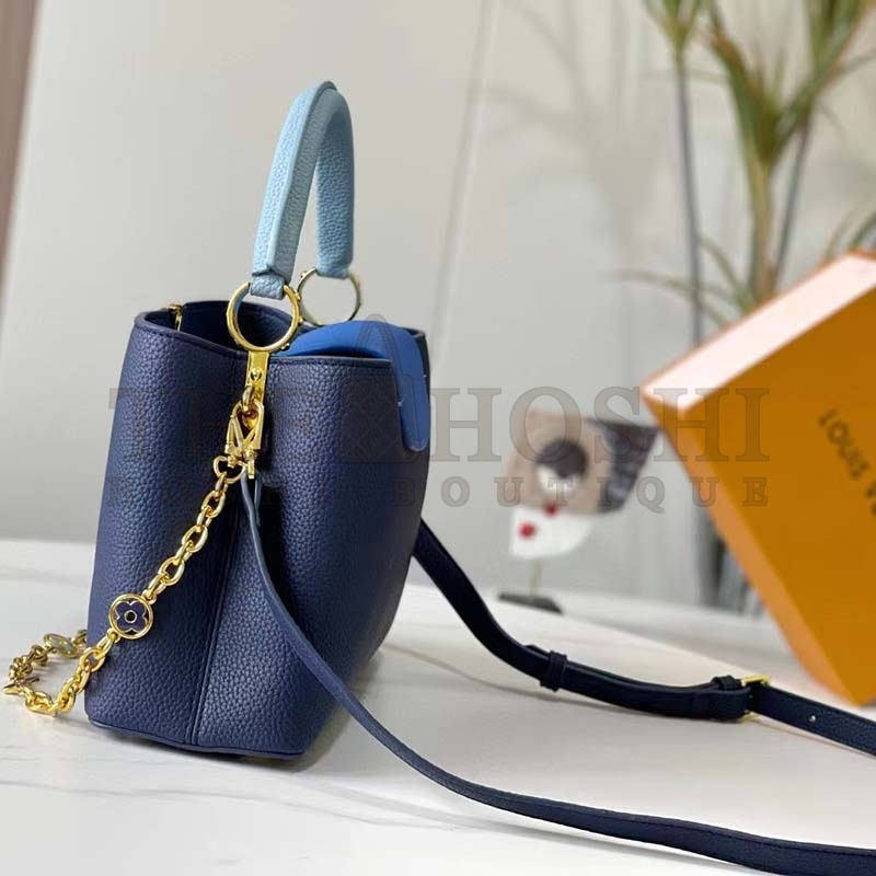 L0vis Vvtt0n LV Women Capucines MM Handbag Navy Blue Taurillon Leather Master Quality