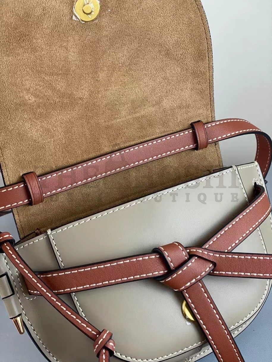 L0ew* Mini Gate Dual Bag In Amber/Grey Calfskin Master Quality