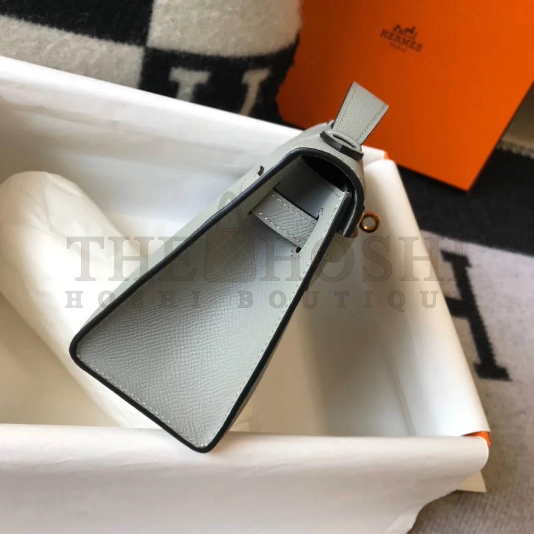 H**me5 Kelly Pochette Clutch Bag In Blue Glacier Epsom Leather Master Quality