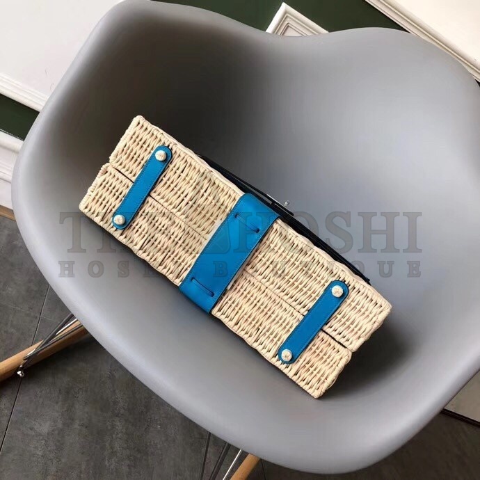 H**me5 Blue Picnic Kelly 35cm Wicker Bag Master Quality