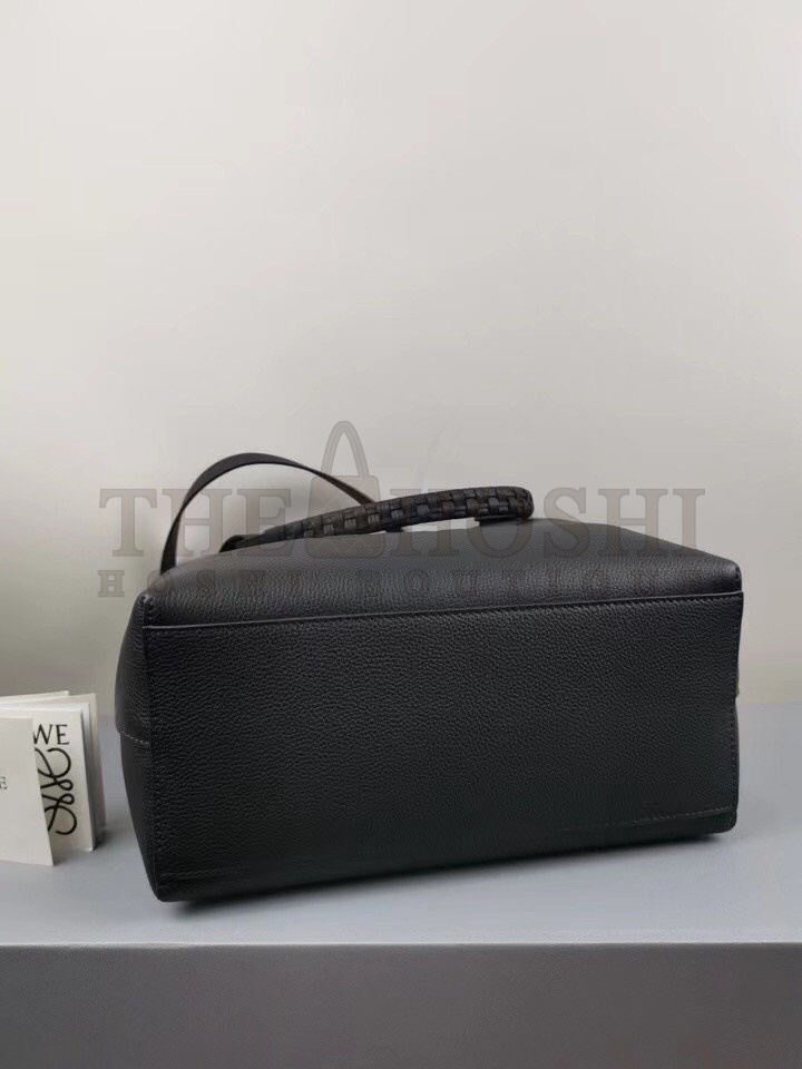 L0ew* Small Anagram Tote In Black Grained Calfskin Master Quality