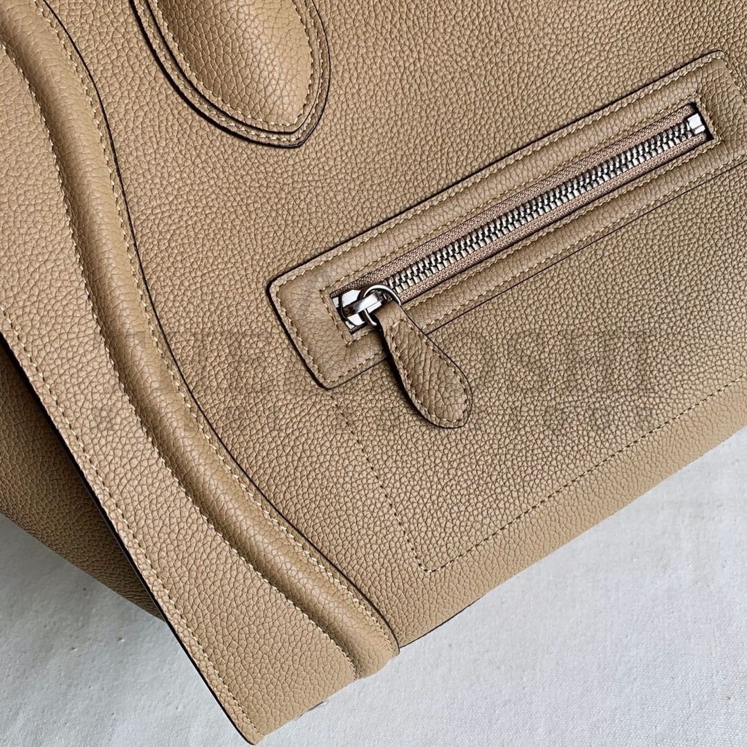 Ce1i*e Mini Luggage Tote Bag In Dune Drummed Calfskin Master Quality