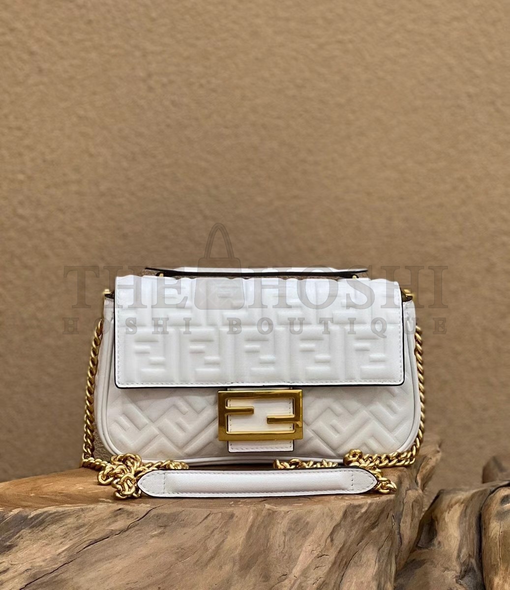 F**di Baguette Chain Midi Bag In White Nappa Leather Master Quality