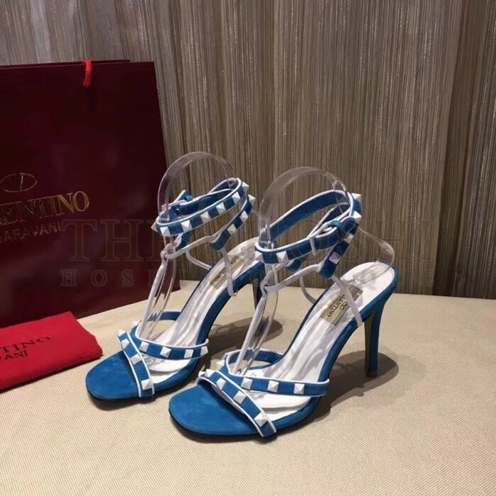 Va1e*ntin0 Garavani Blue Free Rockstud 105mm Sandals Master Quality