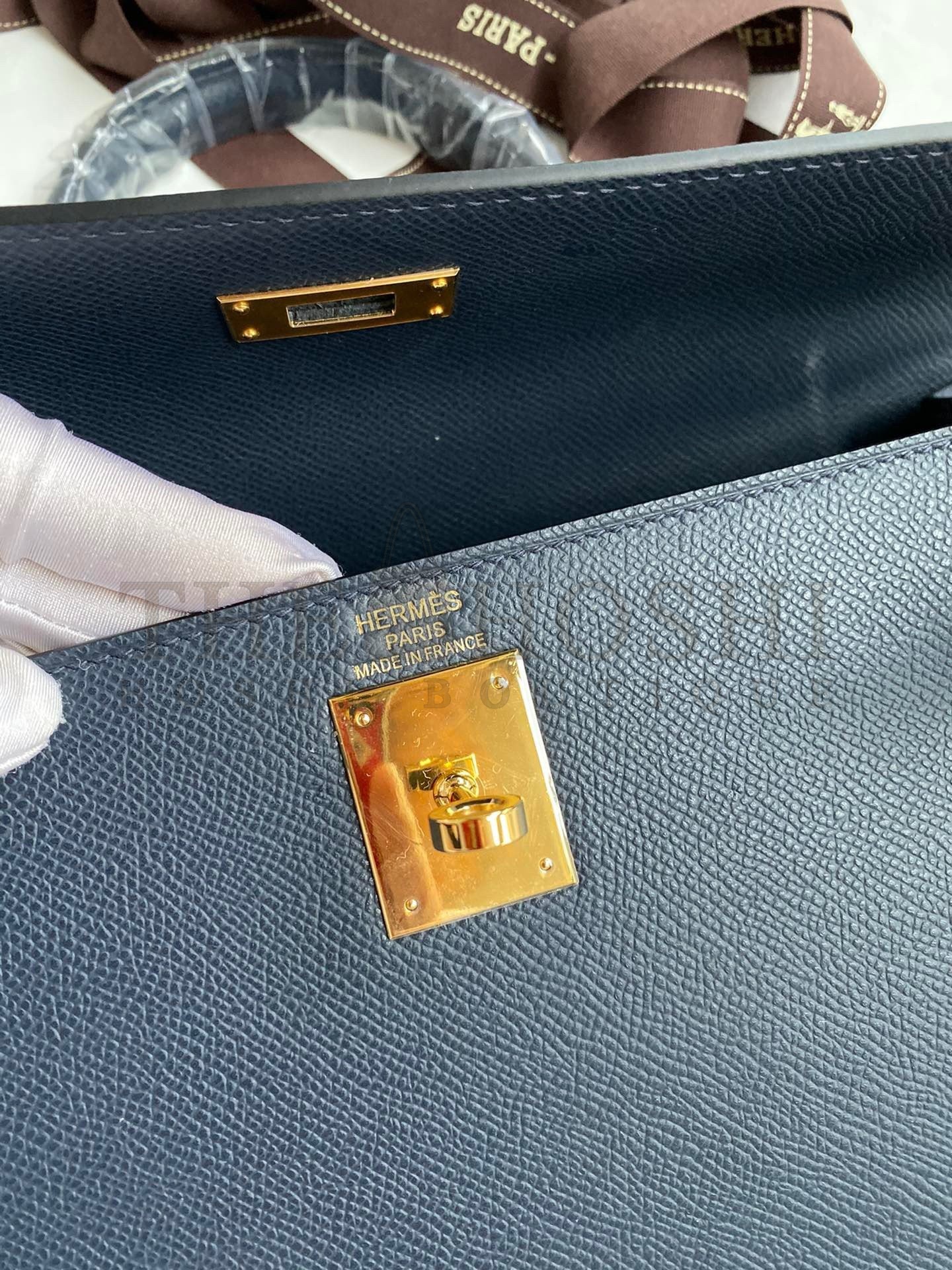 H**me5 Kelly Sellier 32 Handmade Bag In Blue Indigo Epsom Calfskin Master Quality