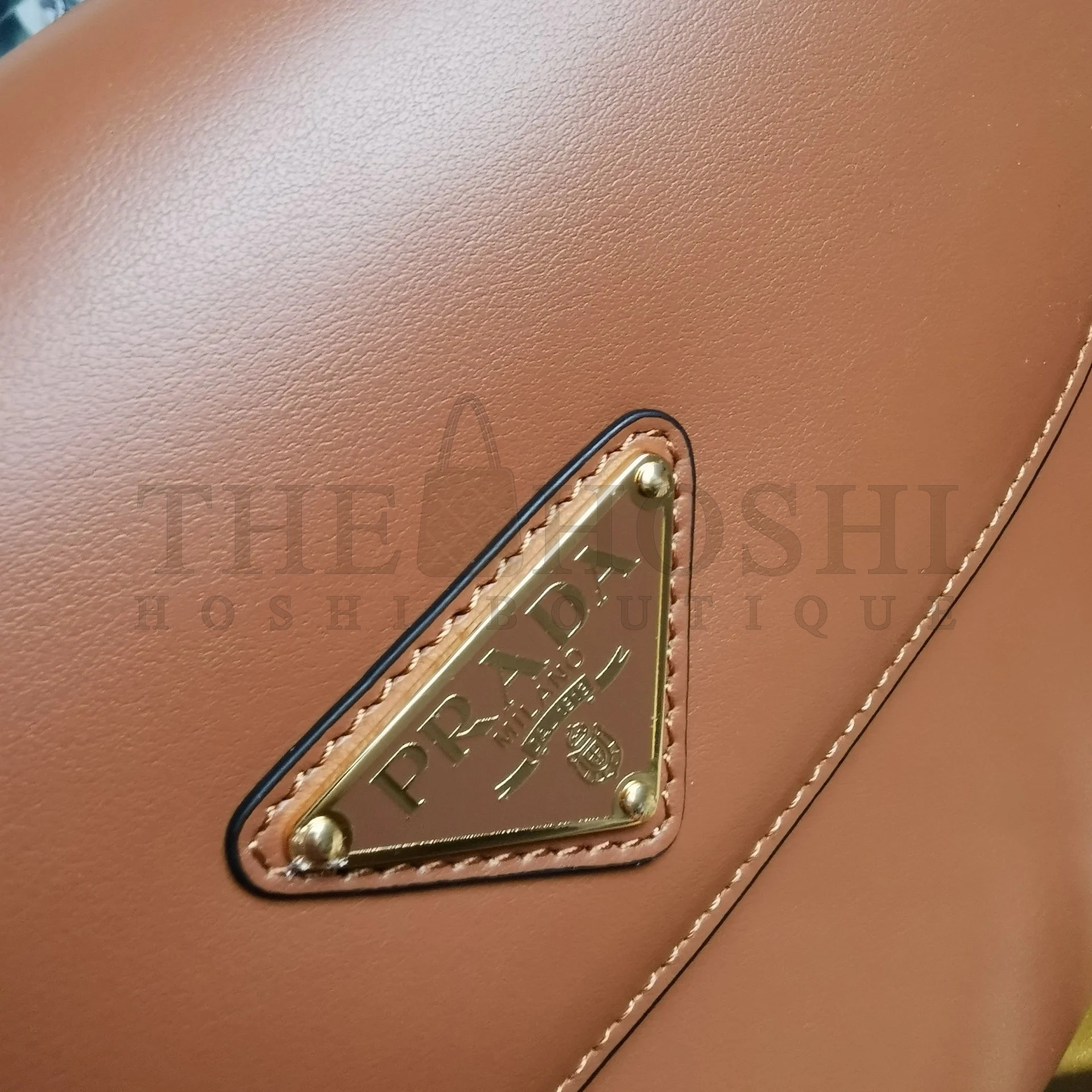 Pra*a Arque Shoulder Bag with Flap in Brown Leather Master Quality