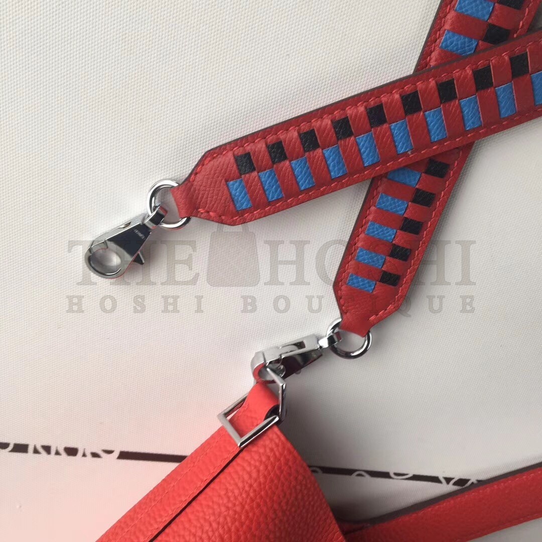 H**me5 Red Picotin Lock 22cm Braided Handle Bag Master Quality