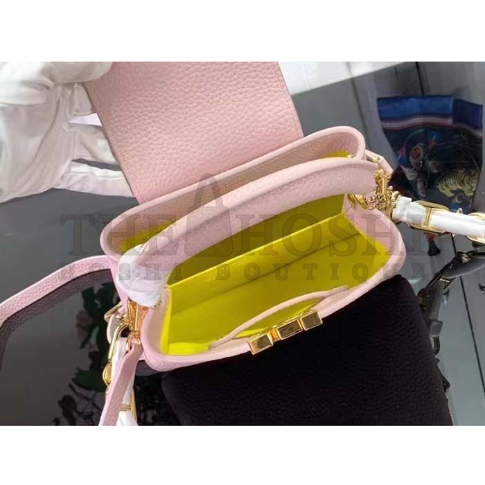 L0vis Vvtt0n LV Women Capucines Mini Handbag Jasmine Pink Taurillon Leather Master Quality
