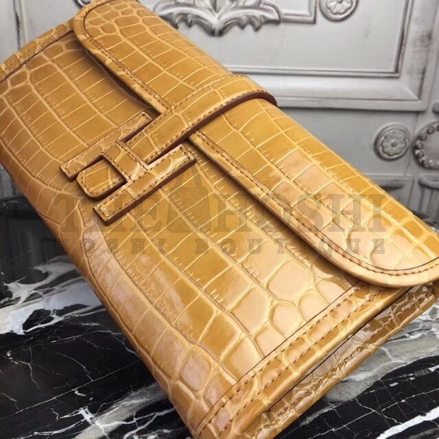 H**me5 Jige Elan 29 Clutch In Camarel Crocodile Leather Master Quality