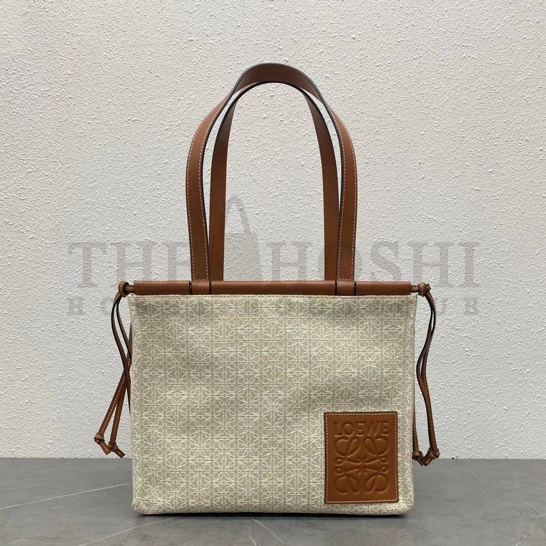 L0ew* Small Cushion Tote In Beige Anagram Jacquard Master Quality