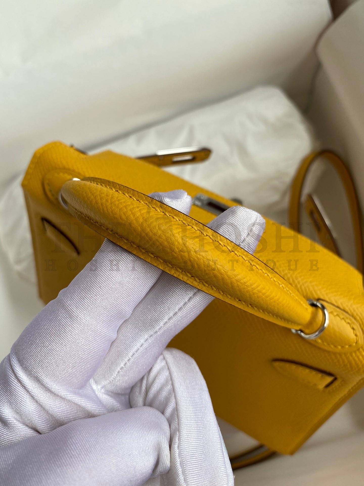 H**me5 Kelly Mini II Sellier Handmade Bag In Jaune Ambre Epsom Calfskin Master Quality