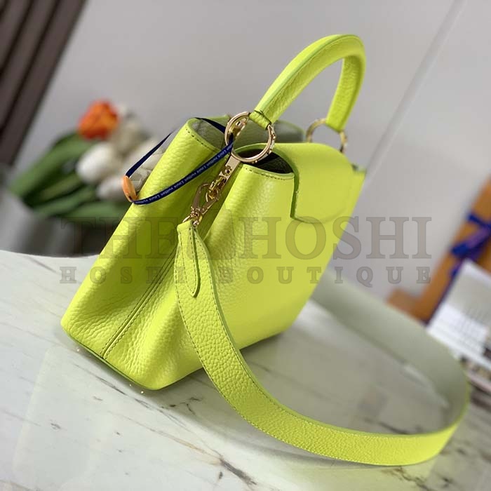 L0vis Vvtt0n LV Women Capucines BB Handbag Cedrat Yellow Crème Nacré Taurillon Leather Master Quality