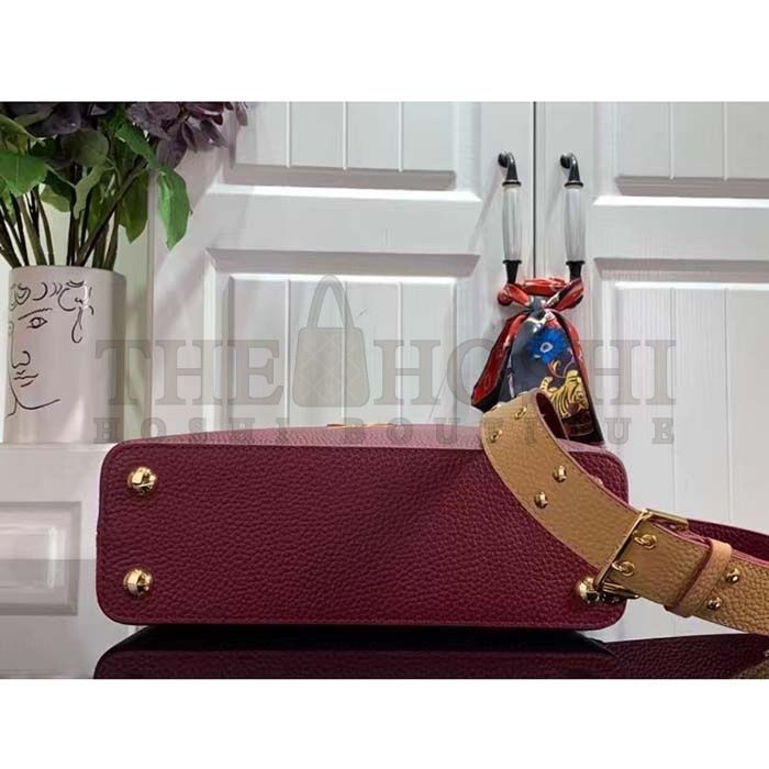 L0vis Vvtt0n LV Women Capucines BB Handbag Griotte Red Arizona Taurillon Cowhide Leather Master Quality