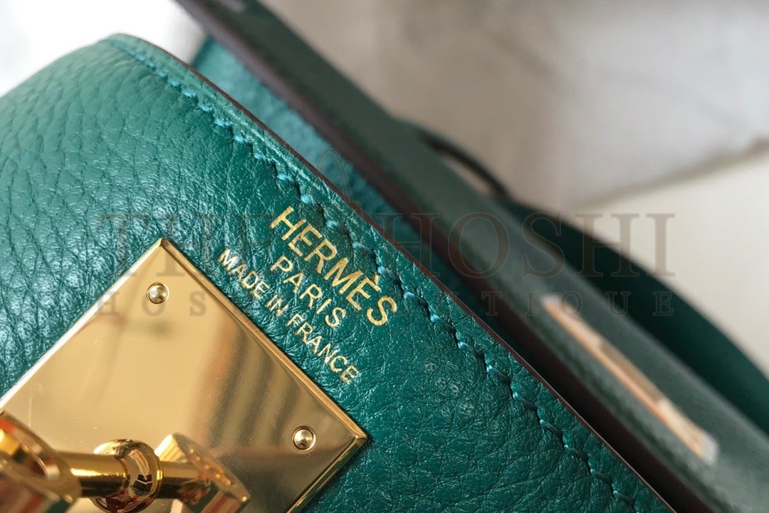 H**me5 Kelly 32cm Retourne Bag in Malachite Clemence Leather GHW Master Quality