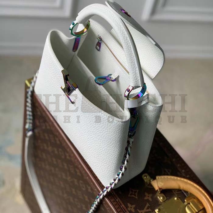 L0vis Vvtt0n LV Women Capucines BB Handbag Snow White Taurillon Leather Cowhide Lining Master Quality