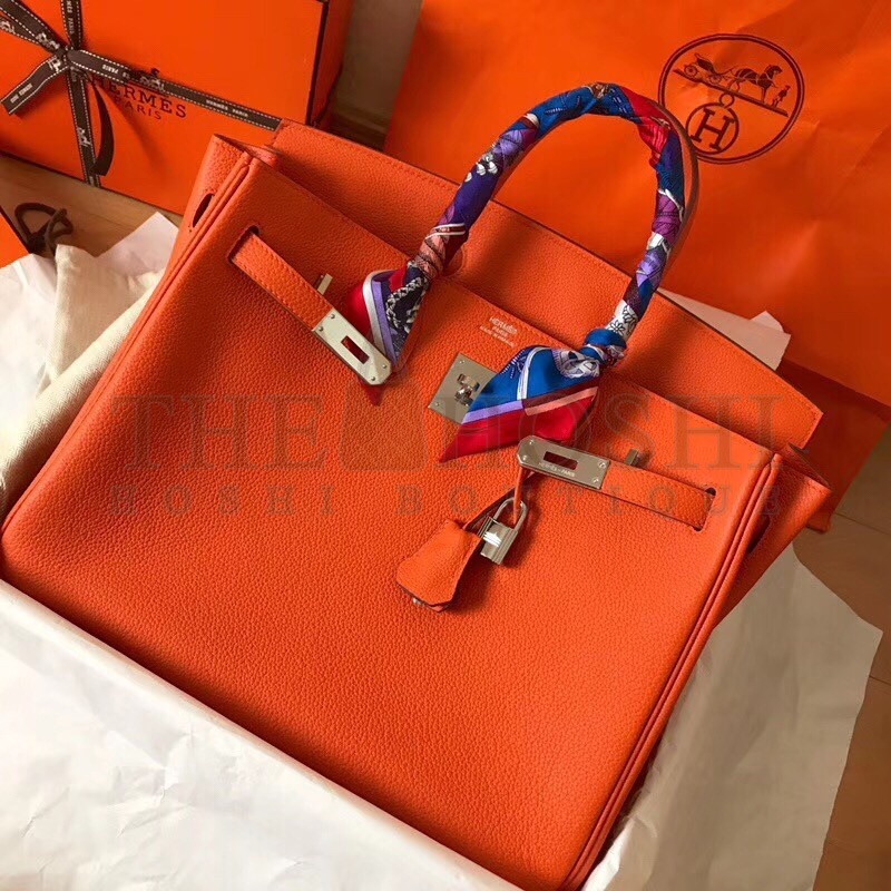 H**me5 Orange Birkin 35cm Clemence Handmade Bag Master Quality