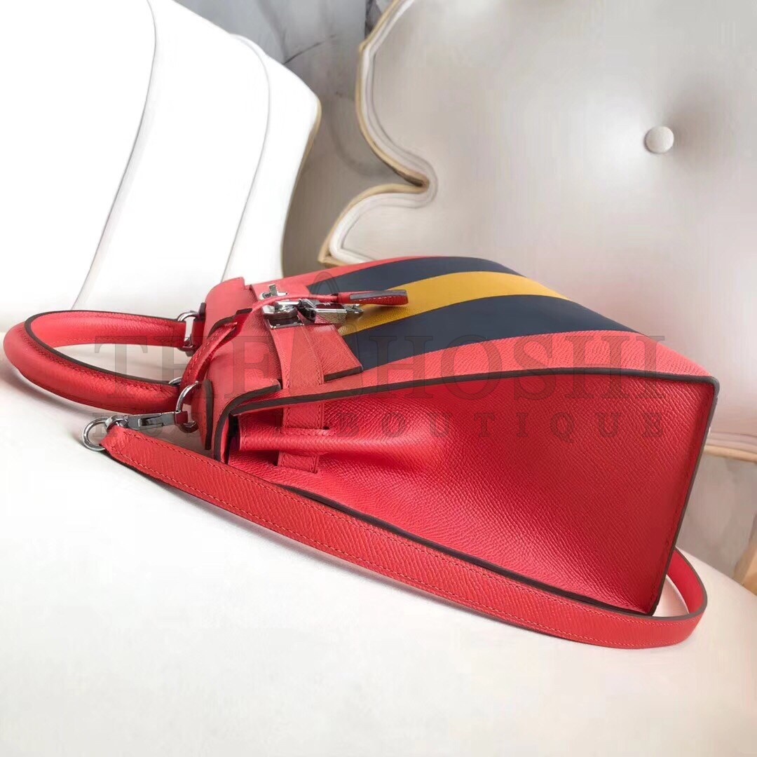 H**me5 Multicolor Stripes Kelly 28cm Red Bag Master Quality
