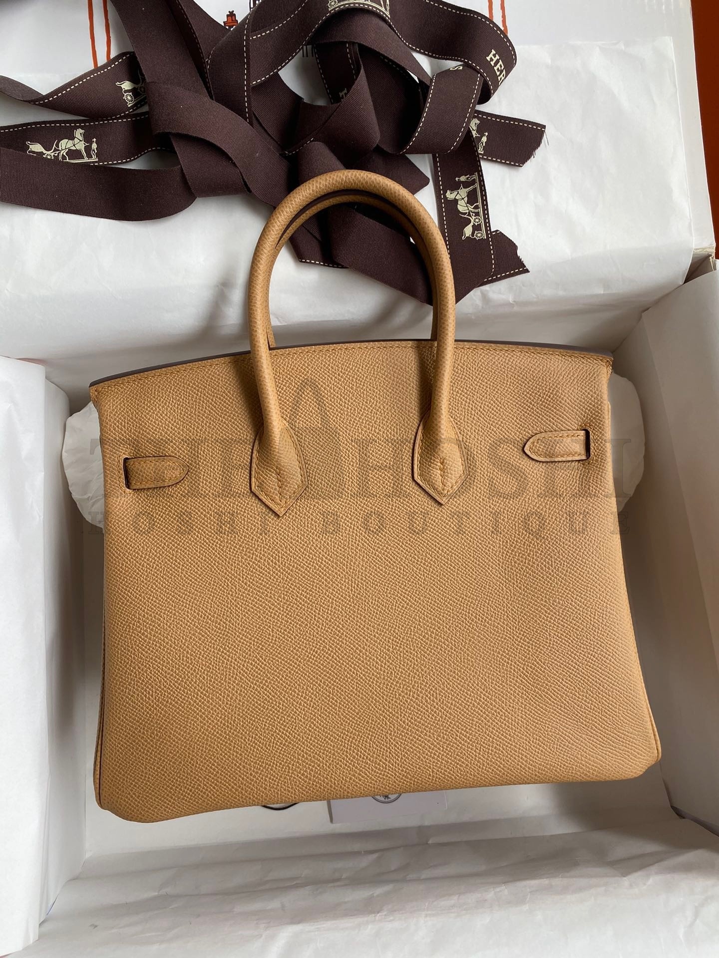 H**me5 Birkin 25 Retourne Handmade Bag In Biscuit Epsom Calfskin Master Quality