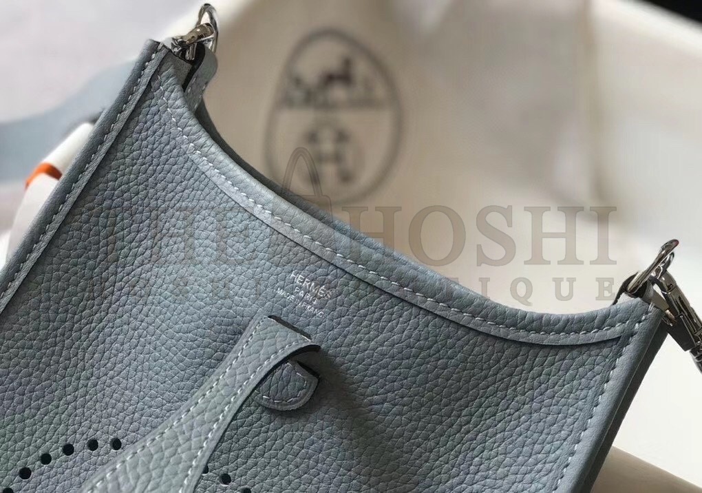 H**me5 Evelyne III TPM Bag In Blue Lin Clemence Leather Master Quality
