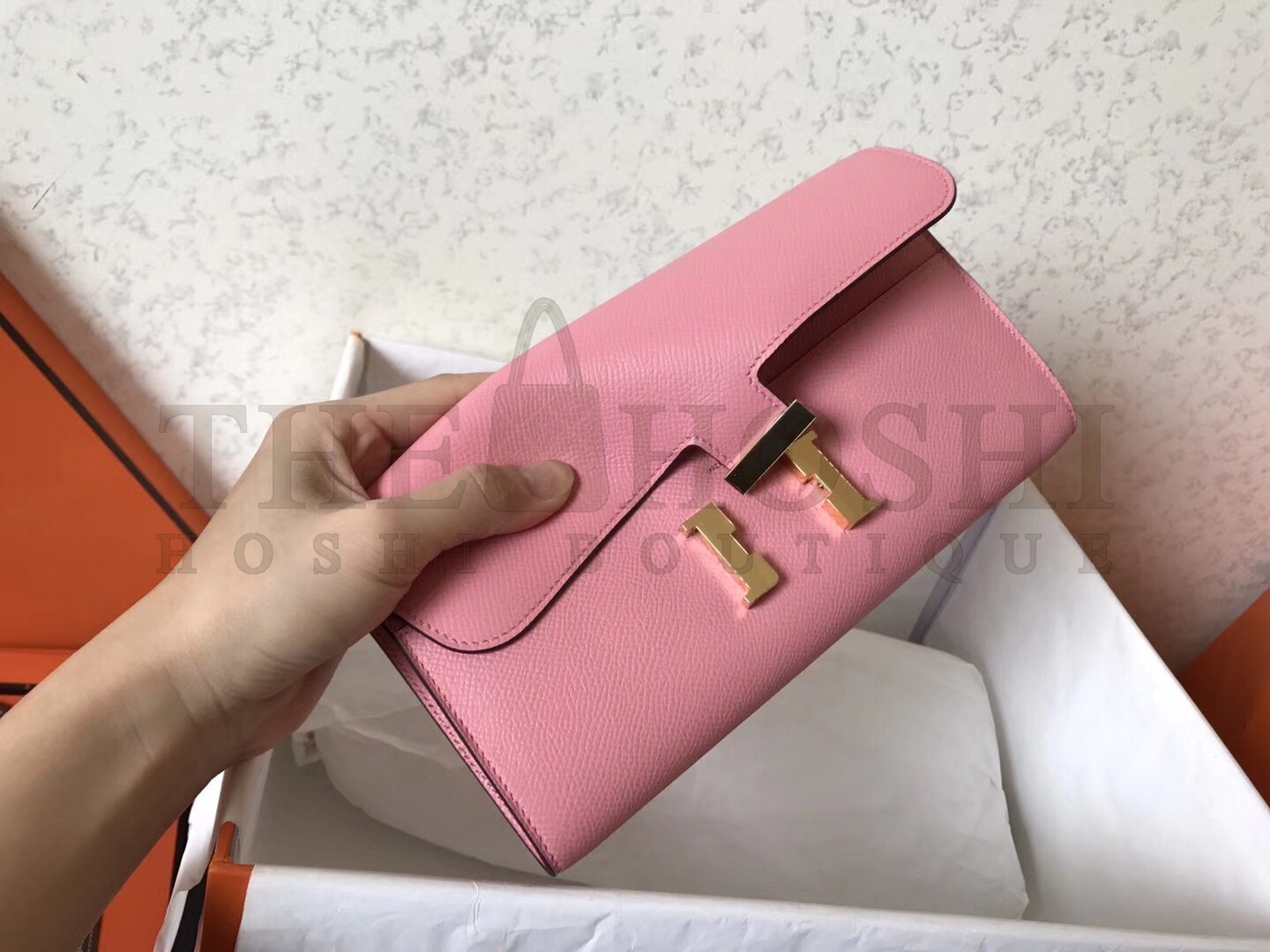 H**me5 Pink Epsom Constance Long Wallet Master Quality