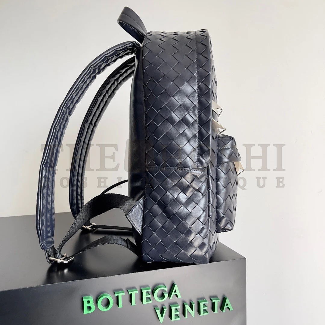 B0tt*ga Ven*ta Small Backpack In Dark Blue Intrecciato Calfskin Master Quality