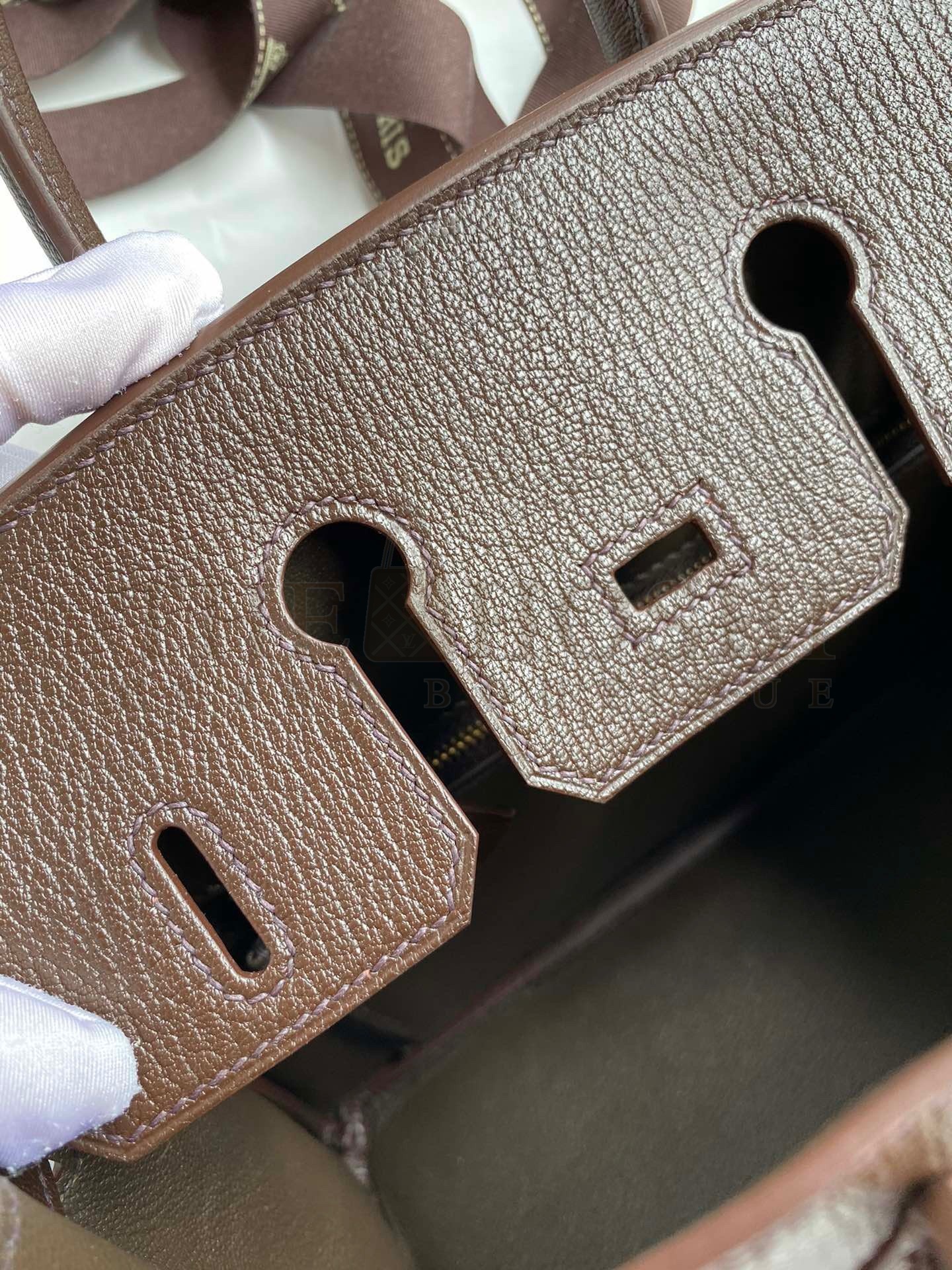 H**me5 Birkin 25 Retourne Handmade Bag In Chocolat Chevre Mysore Leather Master Quality