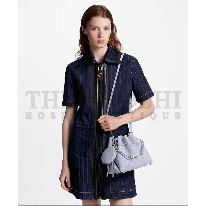 L0vis Vvtt0n LV Women Bella Bucket Bag Lilac Perforated Mahina Calfskin M22714 Master Quality