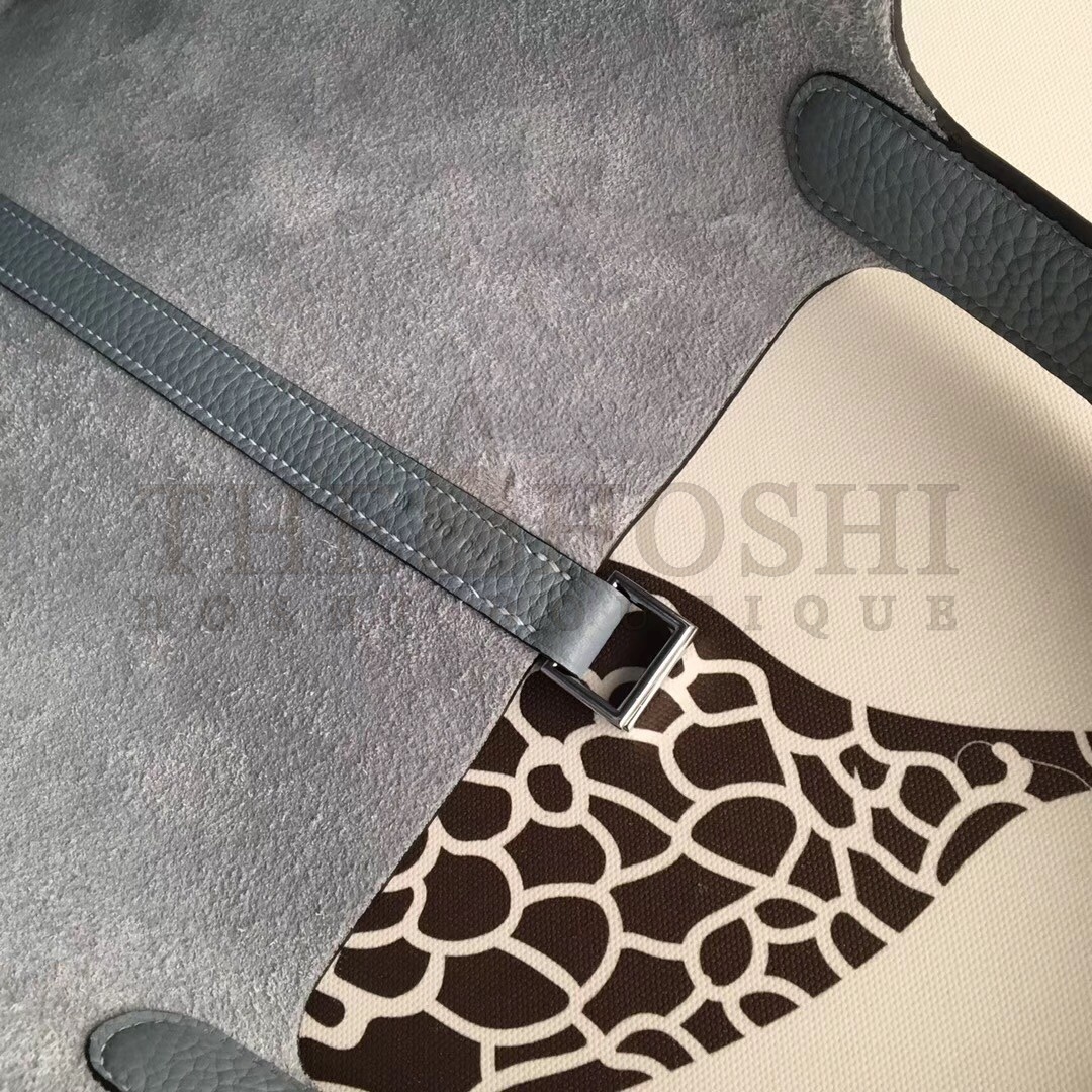 H**me5 Blue Lin Picotin Lock 22cm Braided Handle Bag Master Quality