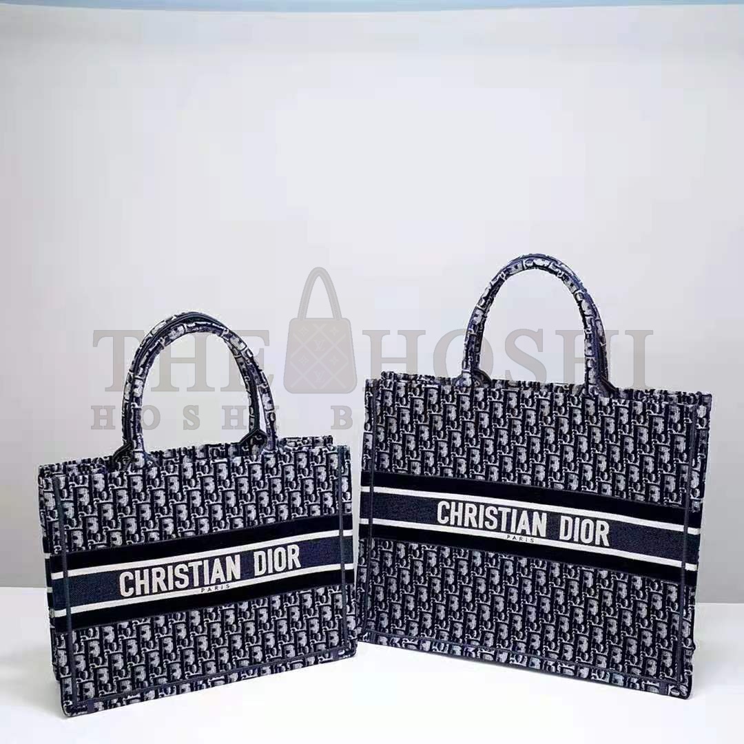 D10r Women Small D10r Book Tote Blue D10r Oblique Embroidered Velvet Master Quality