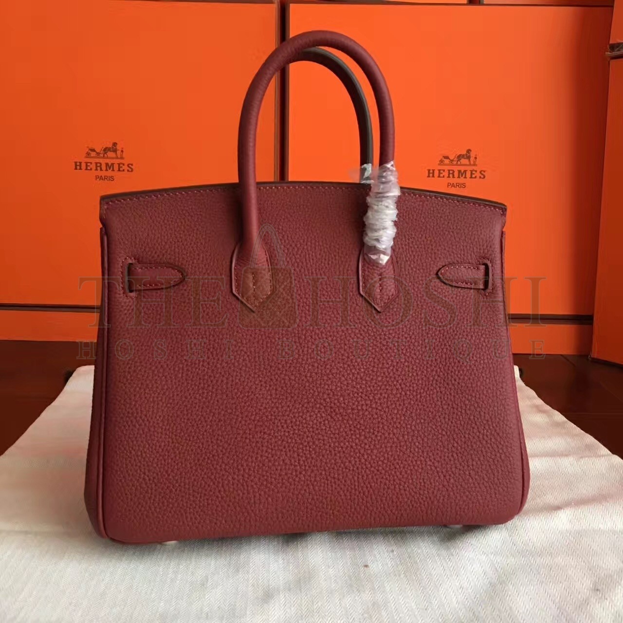 H**me5 Bordeaux Birkin 25cm Clemence Handmade Bag Master Quality