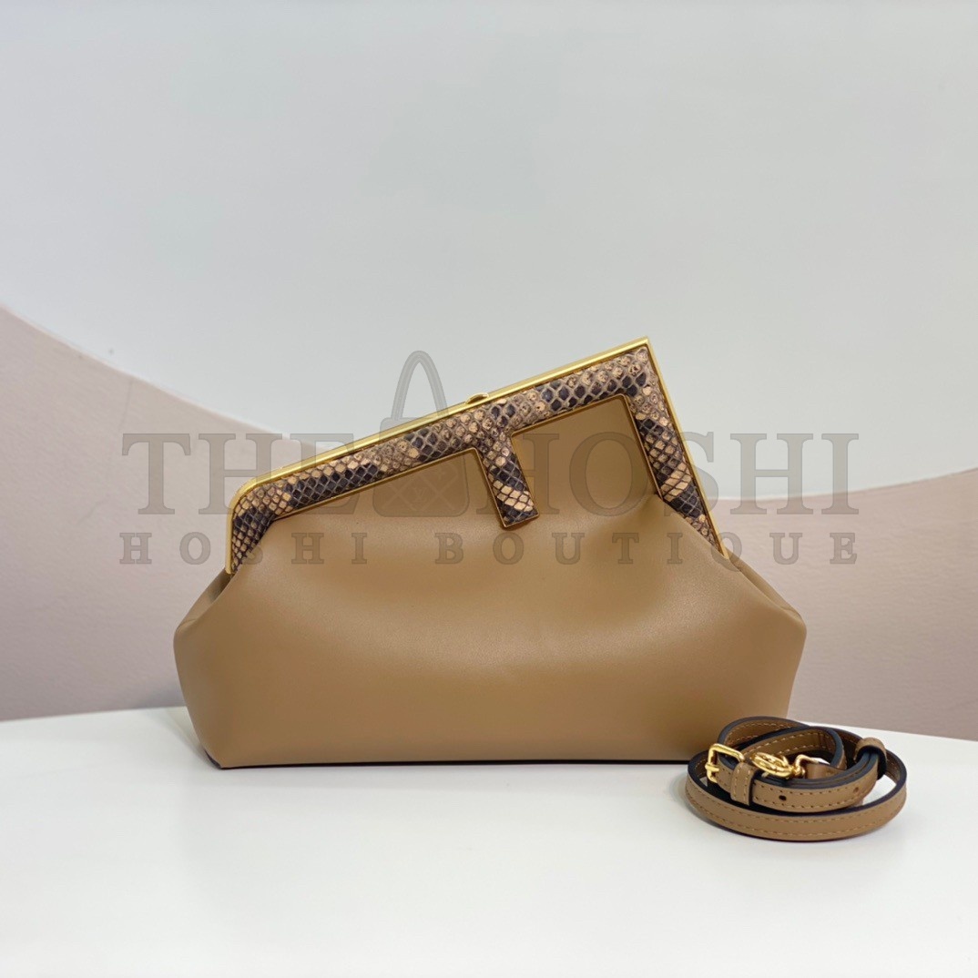 F**di First Small Bag In Light Brown Leather with Python F Master Quality