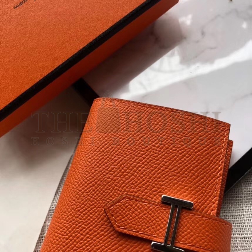 H**me5 Bearn Mini Wallet In Orange Epsom Leather Master Quality