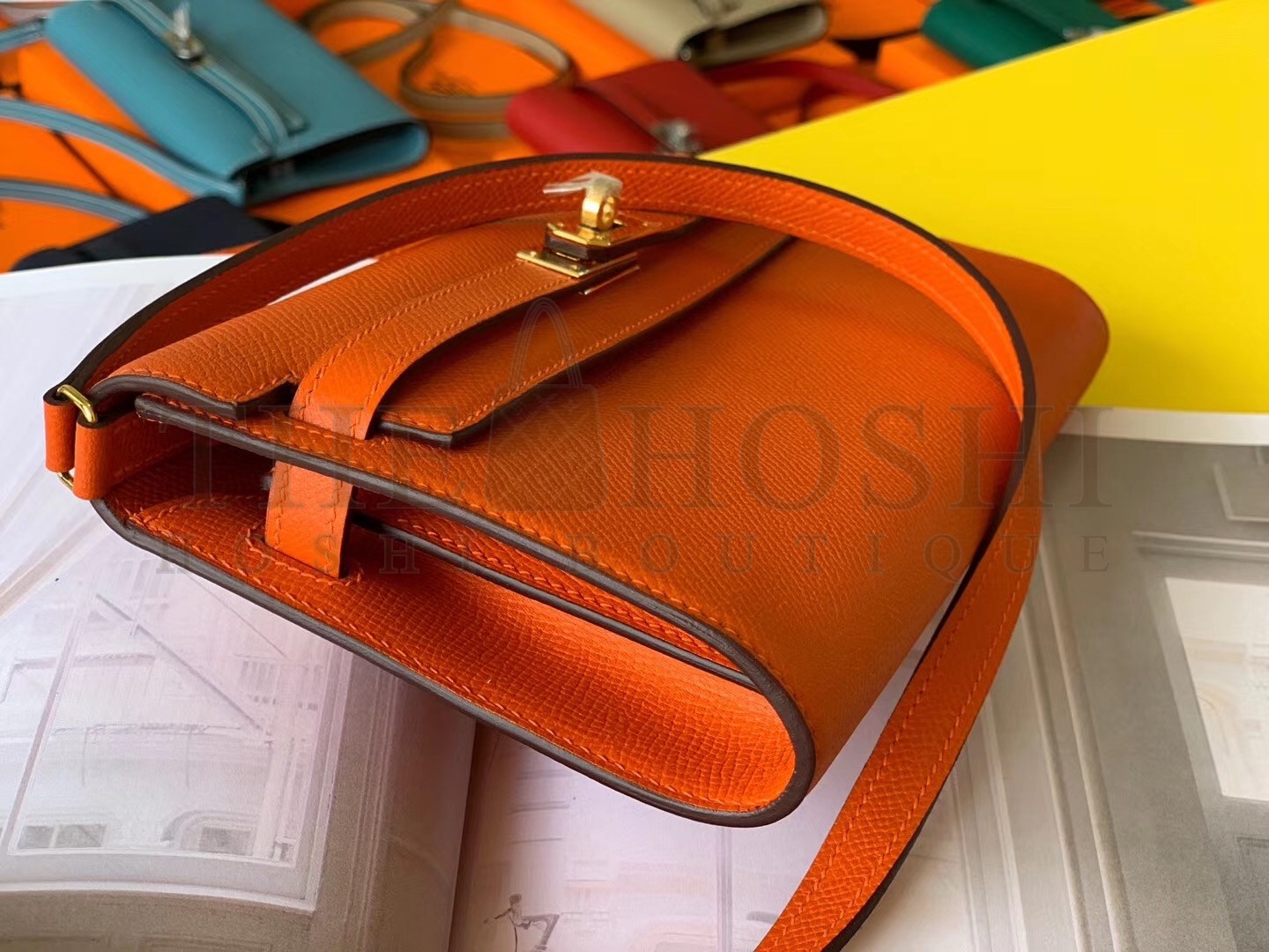 H**me5 Kelly Classique To Go Wallet In Orange Epsom Calfskin Master Quality
