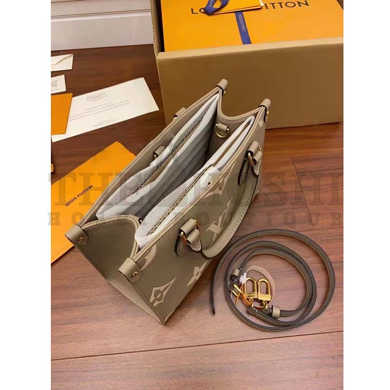 L0vis Vvtt0n LV Women Onthego Tote Beige Embossed Grained Cowhide Leather MM M45494 (35 x 27 x 14 cm）BB M47054 (18 x 15 x 8.5 cm) Master Quality